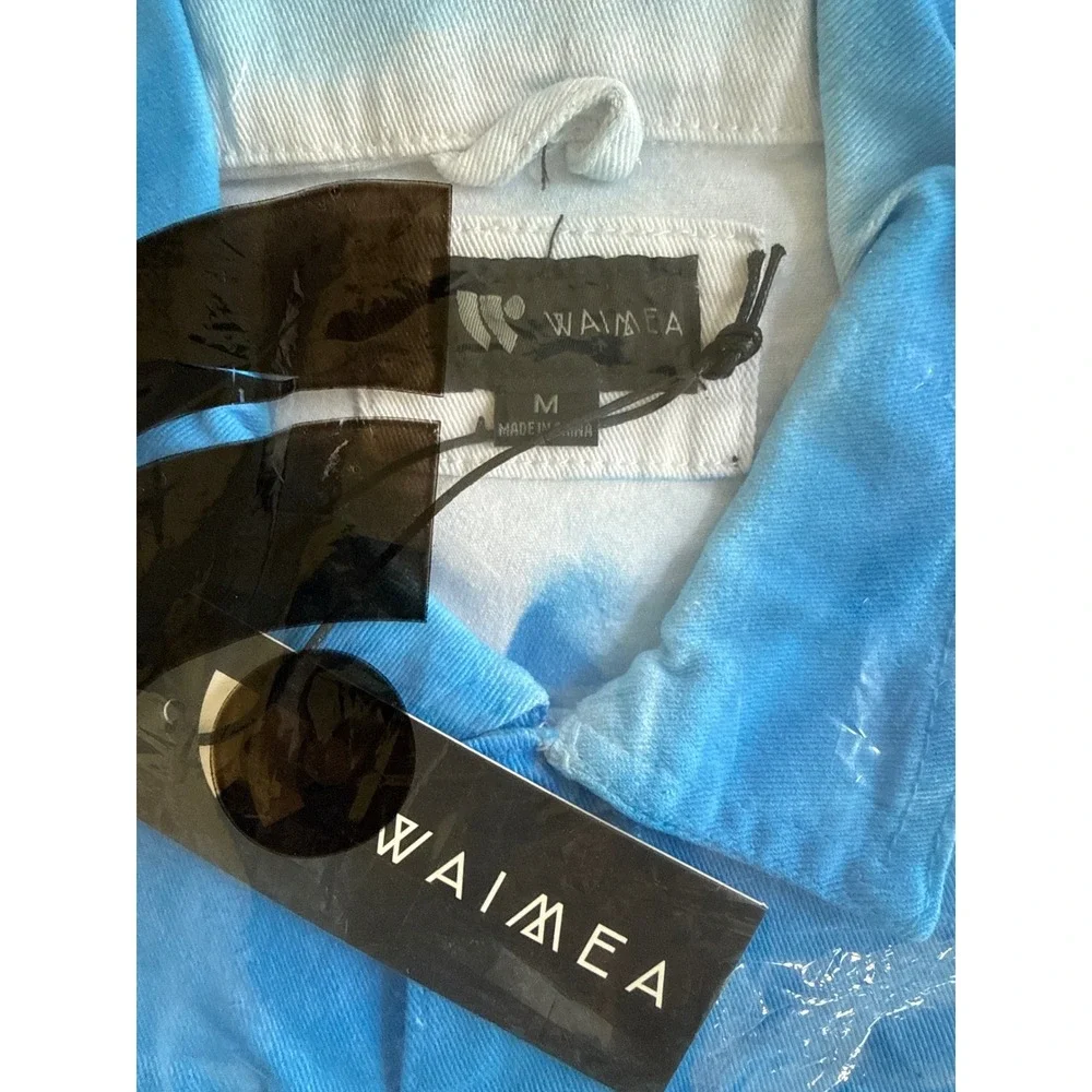 Waimea Denim Jacket Mens Medium Blue Green White Ombre Distressed Streetwear New